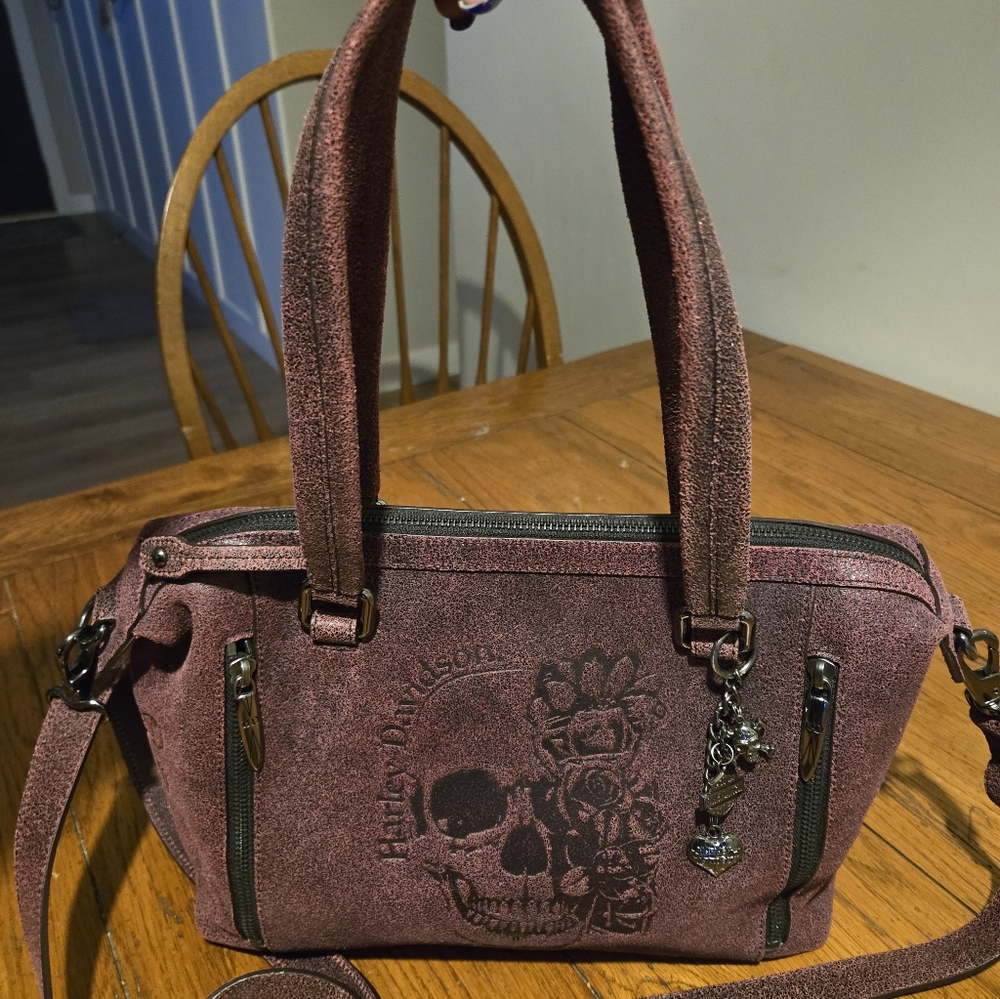 Harley-Davidson Burgundy Shoulder Bag with Skull Embossing - Picture 12 of 12